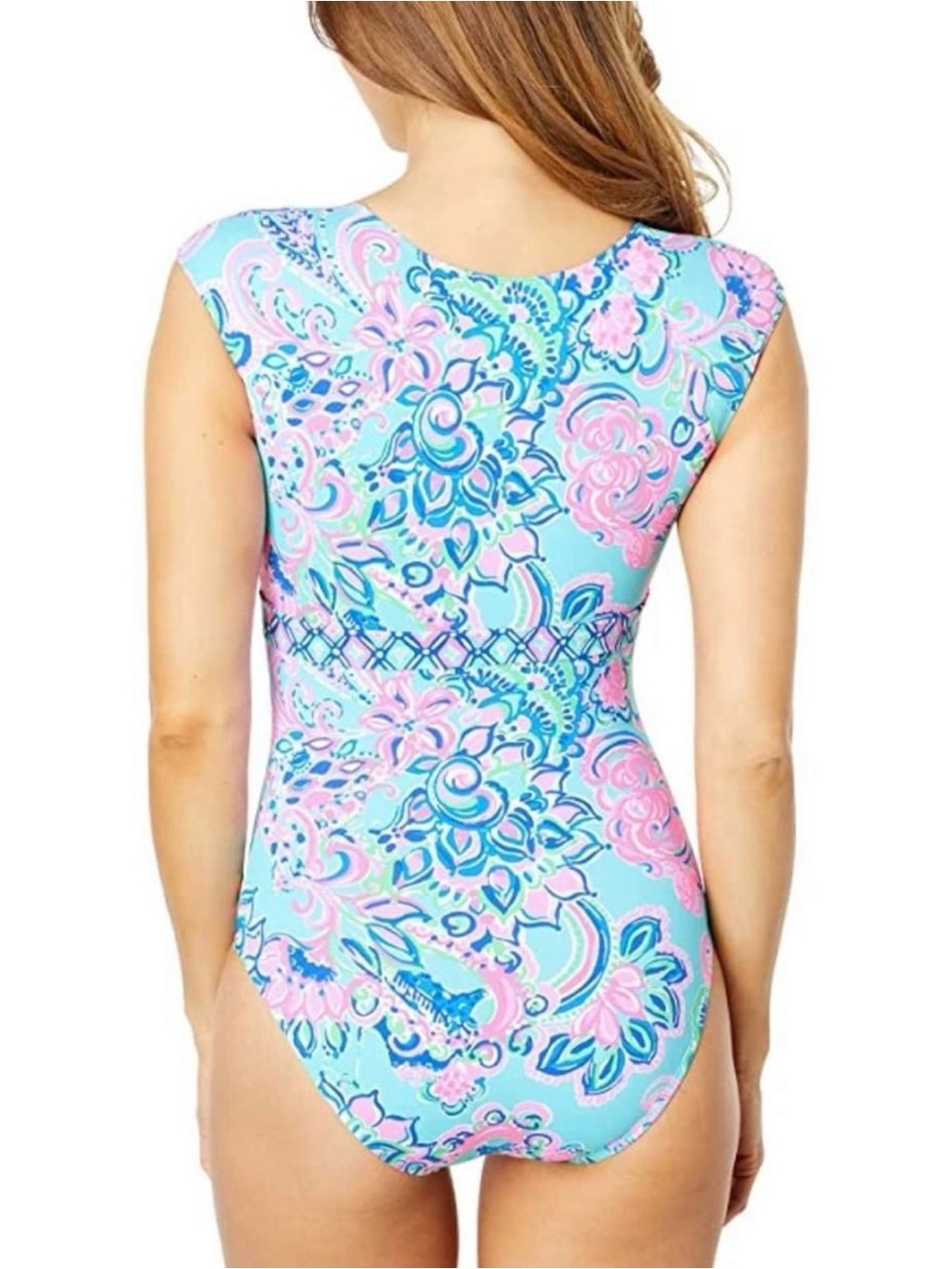 Lilly Pulitzer Imogen One-Piece Swimsuit in Blue Horizon Jungle Sunrise - Picture 4 of 7